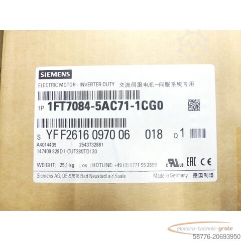 Control unit Siemens 1FT7084-5AC71-1CG0 Synchronmotor SN:YFF2616097006018 - ! -