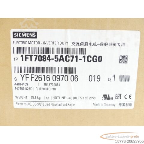 Control unit Siemens 1FT7084-5AC71-1CG0 Synchronmotor SN:YFF2616097006019 - ! -