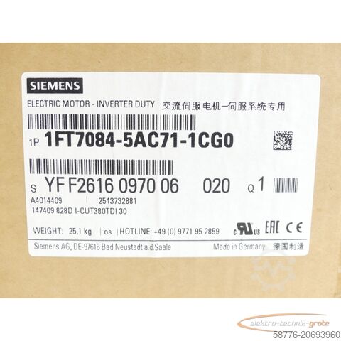 Steuerung Siemens 1FT7084-5AC71-1CG0 Synchronmotor SN:YFF2616097006020 - ! -