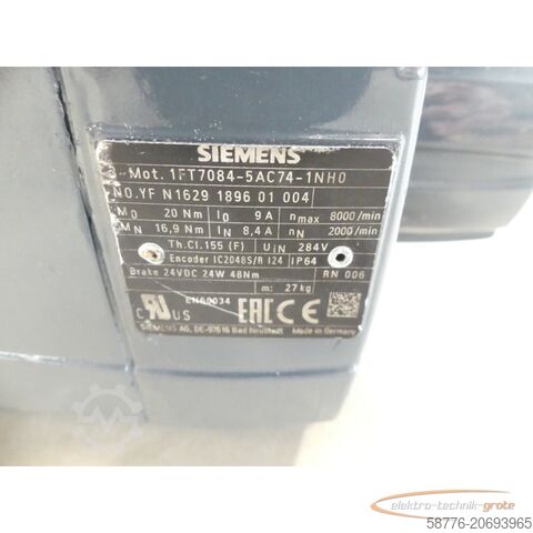 Steuerung Siemens 1FT7084-5AC74-1NH0 YFN1629189601004 generalüberholt - 12 Mon. Gewährl.