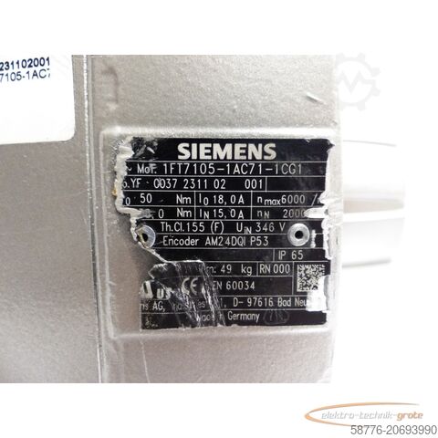 Control unit Siemens 1FT7105-1AC71-1CG1 SN: YF0037231102001 Motor - generalüberholt! -