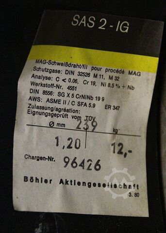 Welding wire 1.2 mm net weight 12 kg Boehler SAS 2-IG