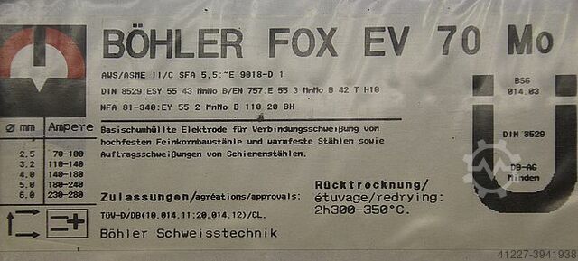 Stabelektroden Schweißelektroden 4,0 x 450 Boehler FOX EV 70 Mo