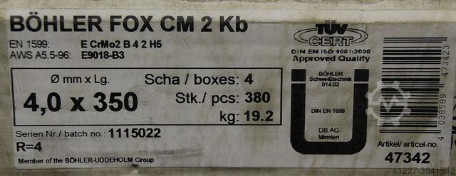 Stick electrodes, welding electrodes 4.0 x 350 Boehler FOX CM 2 Kb