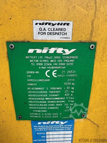 Articulated boom lift Niftylift HR21 HYBRID 4X4 hoogwerker Knikarmhoogwerker