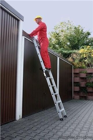 Lean-to ladder, 10 steps, aluminium. Working height approx. 3,800 mm - 1 unit Günzburger 