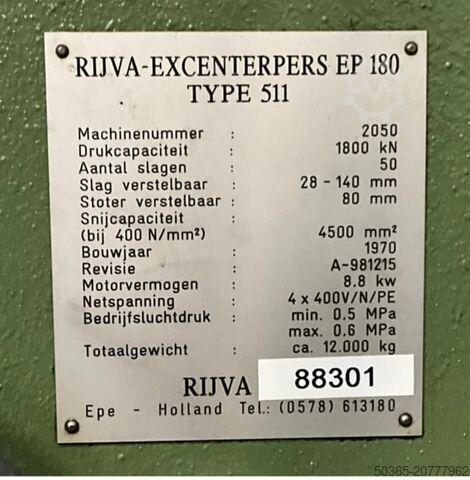 Exzenterpresse Rijva EP 180