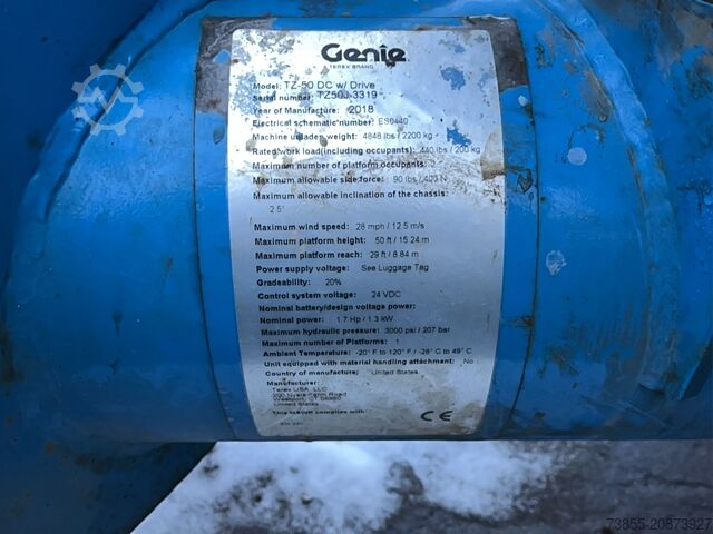 Trailer-Mounted Boom Lift Genie TZ-50 DC w/Drive (17m)