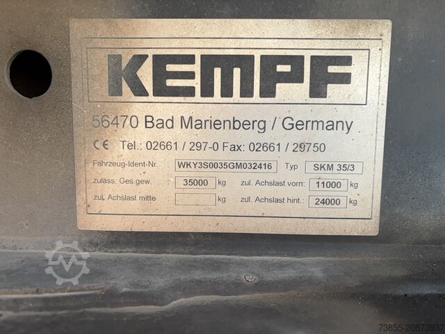 Kippauflieger Kempf 3-axle aluminium tipper semi-trailer