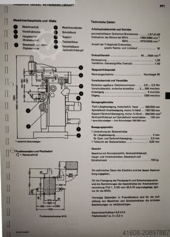 Tool Room Milling Machine - Universal DECKEL FP 1