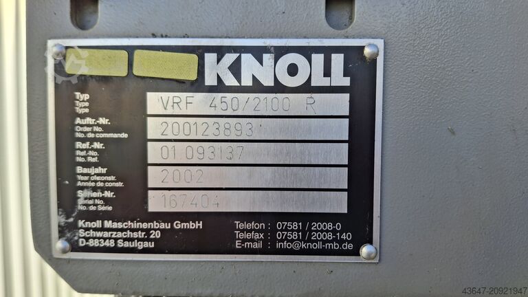 Emulsion treatment system,emulsion filte KNOLL VRF 450/2100 R