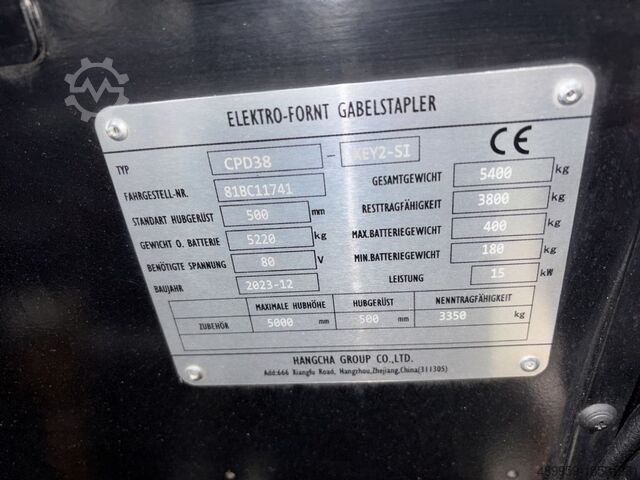 Electric 4-wheel forklift Hangcha Elektrostapler CPD38