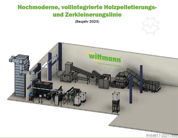 Pallet production machine ECOKRAFT / AMIS / SPÄNEX Holzpelletierungs- und Zerkleinerungslin