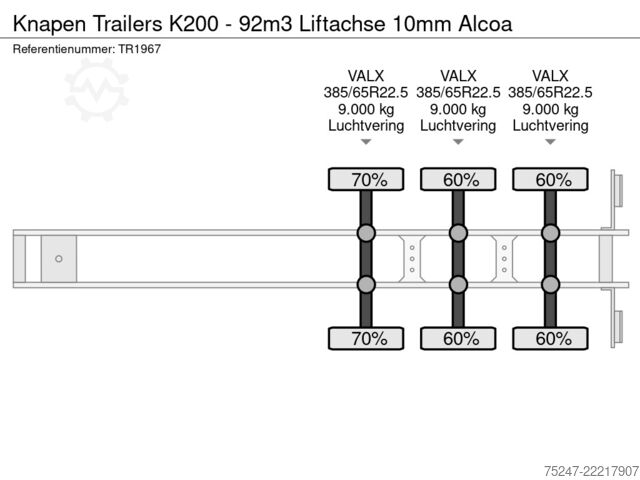 Moving floor Knapen Trailers K200 - 92m3 Liftachse 10mm Alcoa