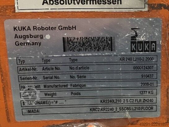 Industrieroboter KUKA KR 240 L210-2 2000