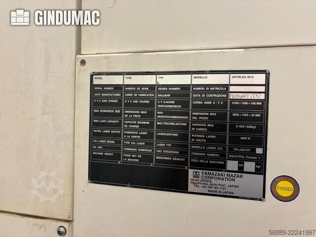Mazak Optiplex 3015 Mazak Optiplex 3015