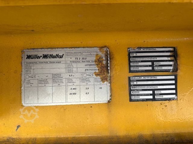 Tieflader-Sattelauflieger MÜLLER-MITTELTAL TS 3 / hydr. Rampen