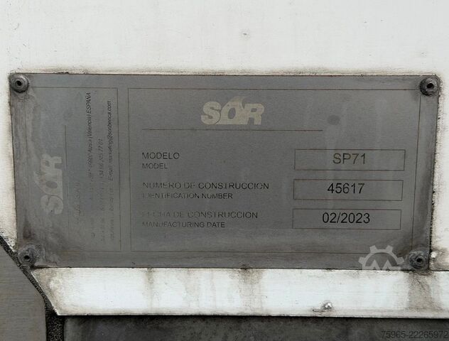 Reefer semitrailer Sor SP71-SR2FR 2-AS STUURAS 270 CM HOOG 250 CM B