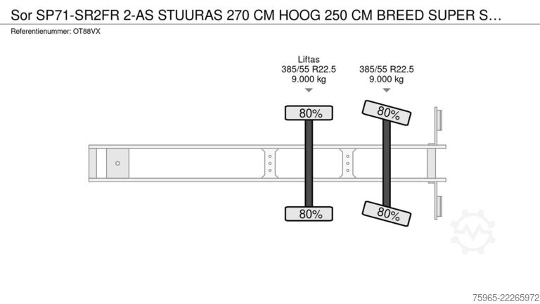 Reefer semitrailer Sor SP71-SR2FR 2-AS STUURAS 270 CM HOOG 250 CM B