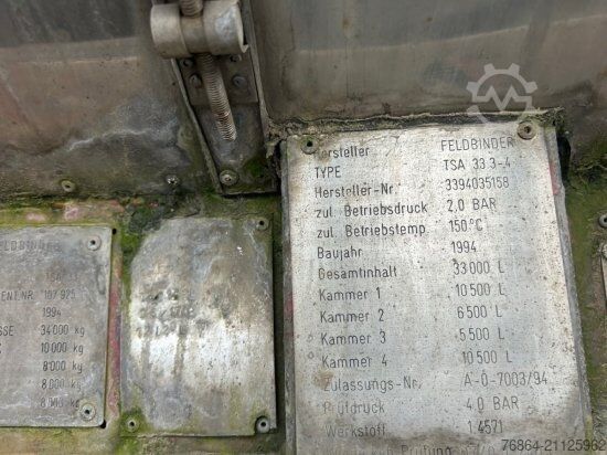 Tankauflieger FELDBINDER TANKAUFLIEGER, 33.000L, 4 KAMMERN