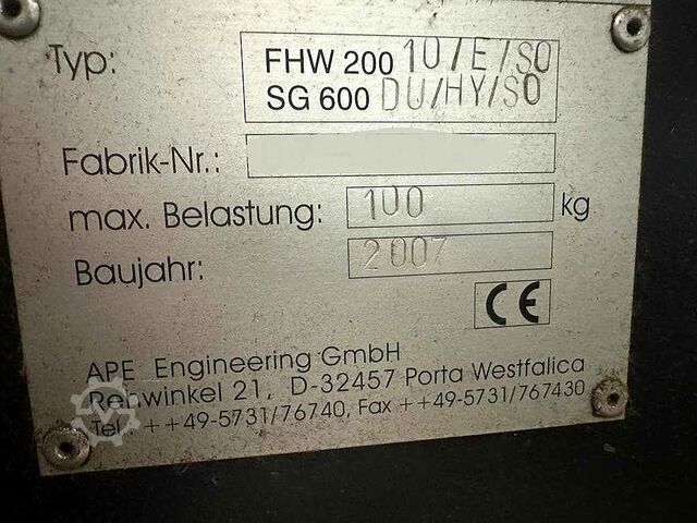 Hochhubwagen mit Kabelrollengreifer APE Engineering FHW 200 10/E/S0