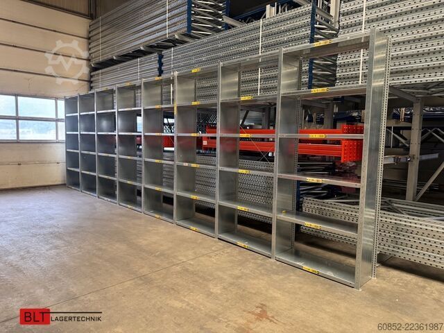 Modular shelf ca. 8,06 lfm. Fachbodenregale META Clip, H: 250 cm , T: 40 cm , 100 kg pro Ebene