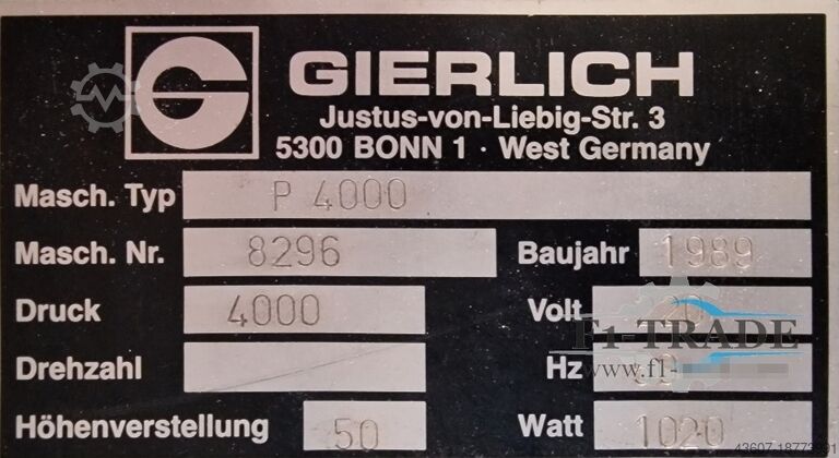 Heißfolienprägemaschine / Hot Foil Stamping Gierlich P 4000
