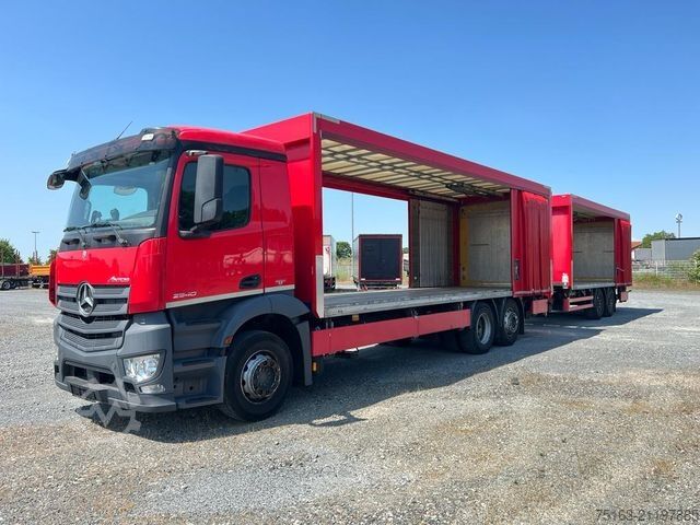 Flatbed truck with tarp MERCEDES-BENZ Antos 2540 L 6x2 Pritsche LBW