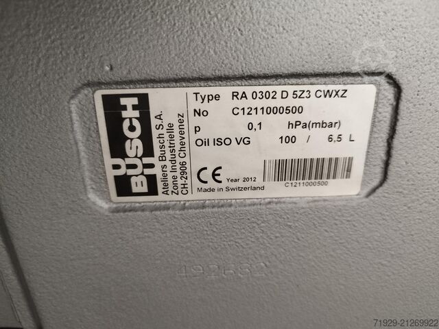 Vakuumpumpe Busch RA 0302 D 5Z3 CWXZ Busch RA 0302 D 5Z3 CWXZ