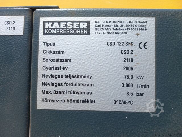Kaeser CSD 122 SFC Schraubenkompressor Kaeser CSD 122 SFC 75kw 8,5bar 10,5m3/min