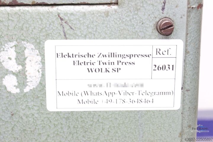 Elektrische Zwillingspresse / Eletric Twin Press Wolk SP