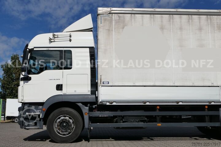 Flatbed truck with tarp MAN TGM 18.320 Pritsche Plane LBW Euro 6