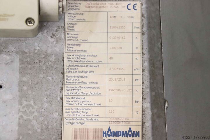 Hall heating 20.3/23.3 kW Kampmann Top 4000 153000452036