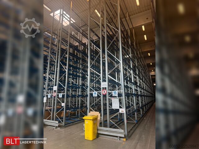 Heavy-duty rack, industrial shelving, high-bay rack SSI Schäfer PR600 – 14,10 lfm, Höhe 4,9m Boden + 2 Ebenen | Fachlast bis 3500 kg