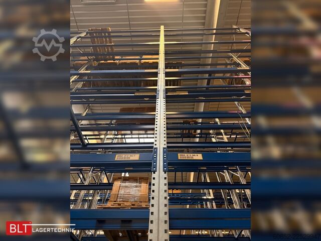 Heavy-duty rack, industrial shelving, high-bay rack SSI Schäfer PR600 – 14,10 lfm, Höhe 4,9m Boden + 2 Ebenen | Fachlast bis 3500 kg