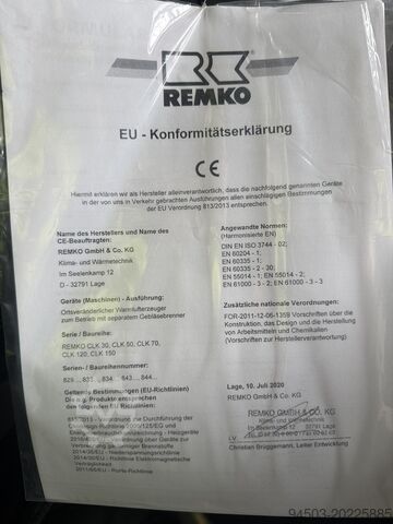 Warmluftofen Werkstattofen Hallenheizung Remko CLK 150 mit Ölbrenner