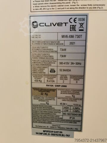 Chiller VRF (System mit variablem Kältemittelstrom) Clivet MV6-XMi 730T