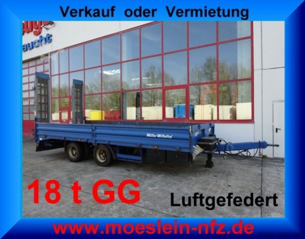 Low loader trailer Müller-Mitteltal ETUE-TA 18,0  18 t GG Tandemtieflader