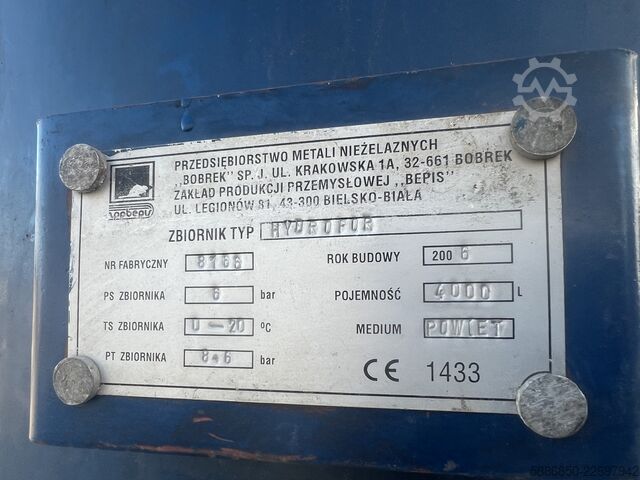 Air tank 4000 L, 6 bar  