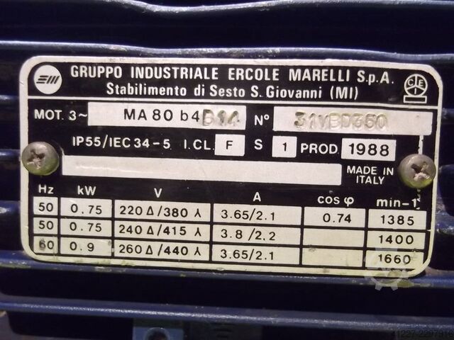 Variable speed geared motor 0.75 kW 190-1000 rpm MOTOVARIO TKFL/10