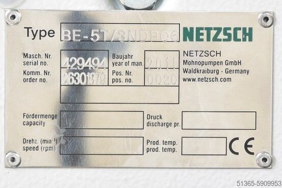 Container emptying Netzsch BE-5T/3NDP06