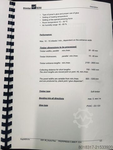 Leimpresse WEINIG Dimter Profipress C 2800 P - 6 m