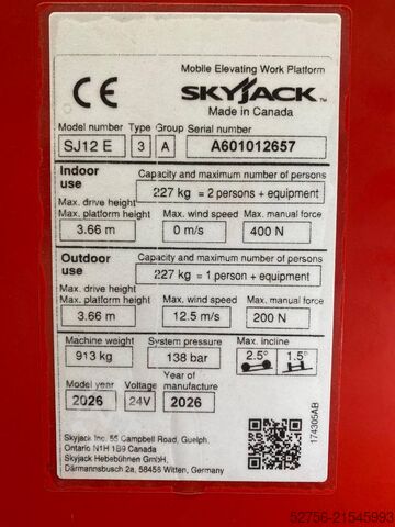 Scherenhebebühne SkyJack SJ12E