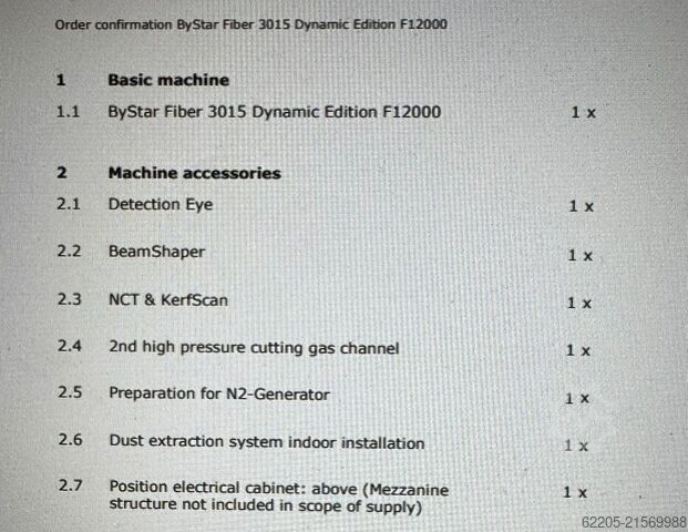 2023 BYSTRONIC Bystar Fiber 3015, 12 kW BYSTRONIC Bystar Fiber 3015 12KW