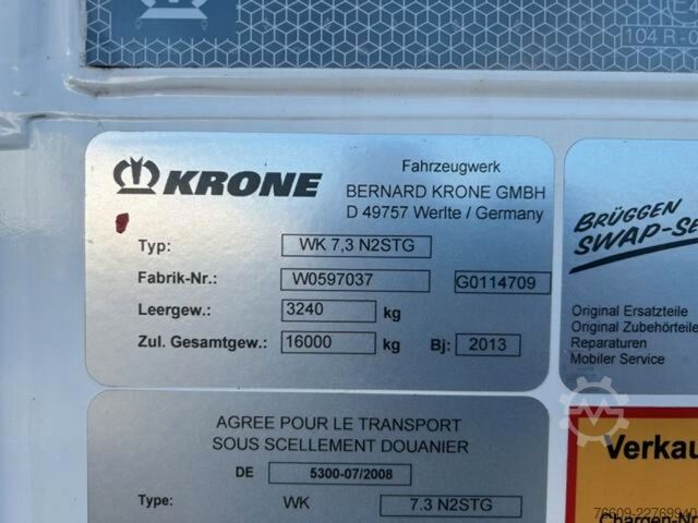 Swap body trailer KRONE Heck hohe Portaltüren