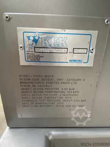 200 Litre Kemutec Kek Model 200EC Stainless Steel Jacketed Ribbon Blender. KEMUTEC 200EC