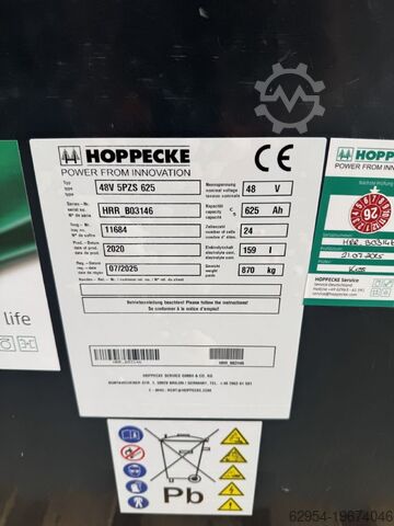 Drive battery Hoppecke 48V Batterie 625 AH Bj.2020