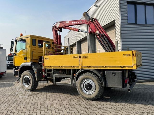 Flatbed truck MAN TG-M 18.280 4x4 Pritsche Kran Singelreifen Funkf