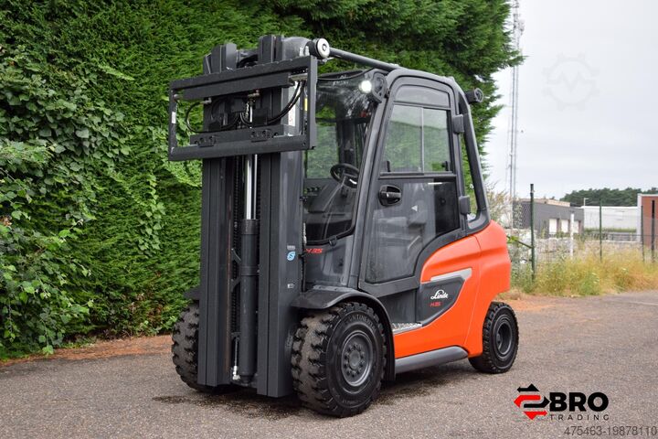 Four-wheel forklift Linde H35D-01 1202 Triplex Container Spec