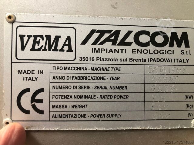 VEMA/ ITALCOM BETA160R Abbeermaschine (2008) VEMA/ ITALCOM Abbeermaschine